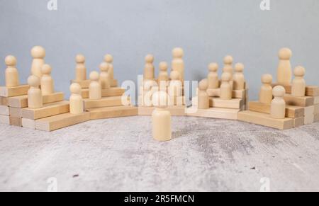 Confident male leader, coach talking with multiracial group of office workers, having good conversation with subordinate, brainstorming, discussing bu Stock Photo