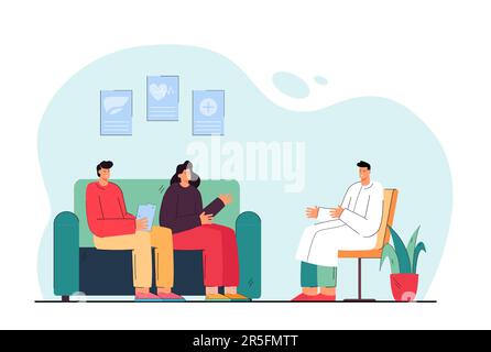 Cartoon married couple communicating with doctor Stock Vector