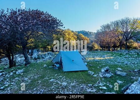 Camping at the Belos ruins on the Lycian Way, Demre, Turkey Stock Photo