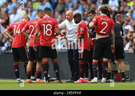 London, UK. 03rd June, 2023. Manchester United Manager Erik ten Hag during the FA Cup Final match between Manchester City and Manchester United at Wembley Stadium on June 3rd 2023 in London, England. (Photo by Daniel Chesterton/phcimages.com) Credit: PHC Images/Alamy Live News Stock Photo