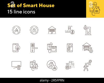 Set of Smart House and Technology icons. Thin line vector Stock Vector