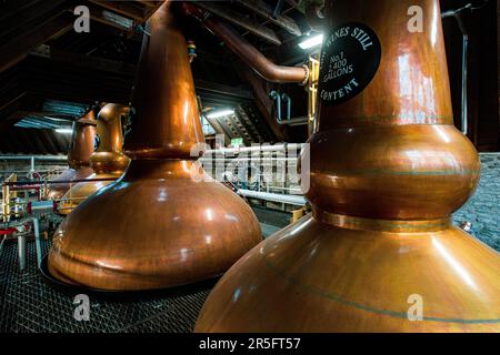 Interior of the Strathisla Distillery in Keith, the oldest continuously operating distillery in Scotland, Aberdeenshire, Scotland Stock Photo