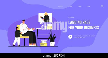 Family having video call during pandemic. Stock Vector