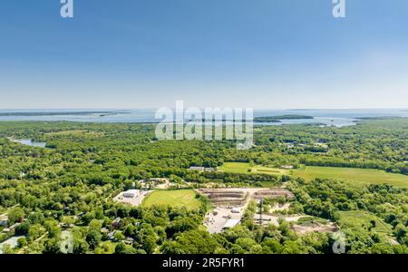 aerial view of shelter island, ny Stock Photo
