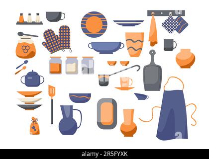 Items for home decoration cartoon vector illustration set Stock Vector