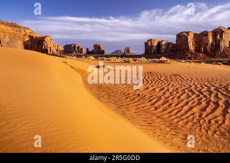 Sand Springs dunes at sunrise in Monument Valley Navajo Tribal Park, Arizona, United States Stock Photo