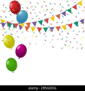 Celebrate background. Festive bright background with balloons and flags Stock Vector