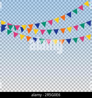 Colorful party flags on transparent background Stock Vector