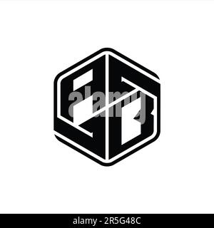 AB Letter Logo monogram hexagon shape with ornament abstract isolated outline design template Stock Photo