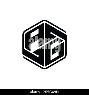 AG Letter Logo monogram hexagon shape with ornament abstract isolated outline design template Stock Photo