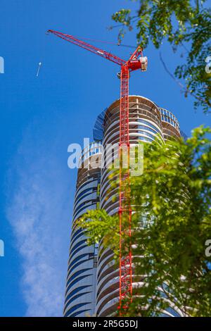 Construction of a new residential tower along Burrard Street in Vancouver Canada Stock Photo