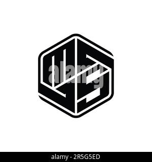 MS Letter Logo monogram hexagon shape with ornament abstract isolated outline design template Stock Photo