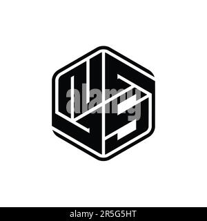 NS Letter Logo monogram hexagon shape with ornament abstract isolated outline design template Stock Photo