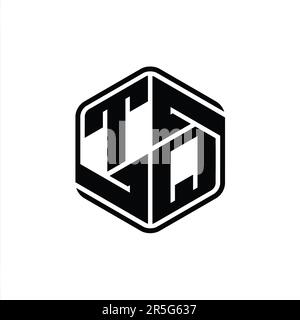 TQ Letter Logo monogram hexagon shape with ornament abstract isolated outline design template Stock Photo