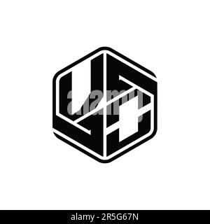 VO Letter Logo monogram hexagon shape with ornament abstract isolated outline design template Stock Photo