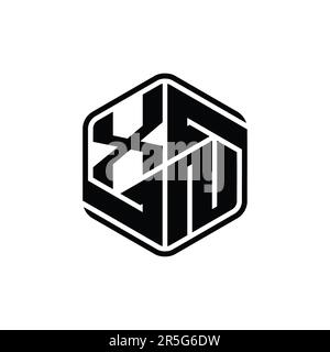 XN Letter Logo monogram hexagon shape with ornament abstract isolated outline design template Stock Photo