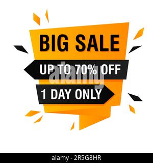Big sale offer banner design with splinters explosion Stock Vector