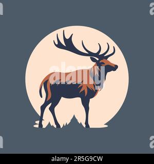 Vector image of deer design on white background and brown background ...