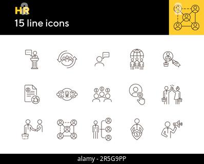 HR line icon set Stock Vector