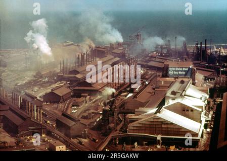 U.S. Steel's Gary Works in 1973 Stock Photo