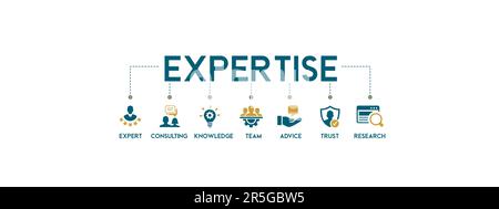 Expertise banner web icon vector illustration concept representing high-level knowledge and experience with an icon of expert, consulting, knowledge Stock Vector