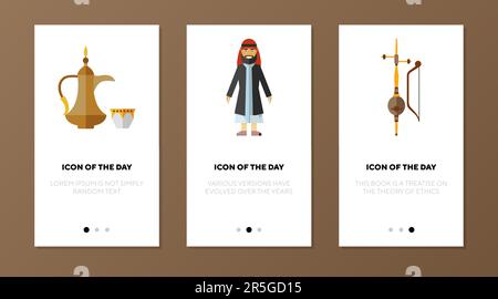 Arabic traditional objects icon set Stock Vector