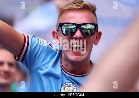 Wembley Stadium, London, UK. 3rd June, 2023. FA Cup Final Football, Manchester City versus Manchester United; Manchester City fans Credit: Action Plus Sports/Alamy Live News Stock Photo