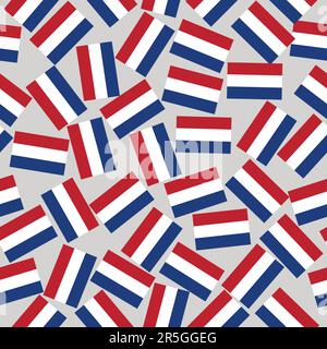 Pattern with flags of Netherlands. Happy Netherlands day background. Seamless pattern with flags. Vector. Stock Vector