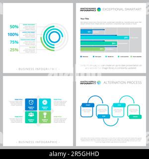 Collage of business infographic diagrams Stock Vector