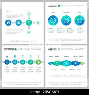 Collage of graphic business infographic diagrams Stock Vector