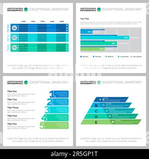 Collage of creative business infographic diagrams for management Stock Vector