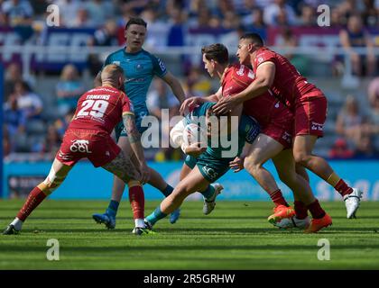 during the Betfred Super League Magic Weekend match Wigan Warriors vs Catalans Dragons at St. James Park, Brackley, United Kingdom, 3rd June 2023 (Photo by Craig Cresswell/News Images) Stock Photo