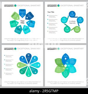 Collage of creative business infographic diagrams for management Stock Vector