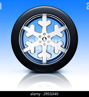 high resolution 3D rendering of a snow tire concept Stock Photo