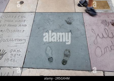 HOLLYWOOD, CALIFORNIA, USA - JULY 29 : Frank Sinatra signature and handprints in Hollywood on July 29, 2011 Stock Photo