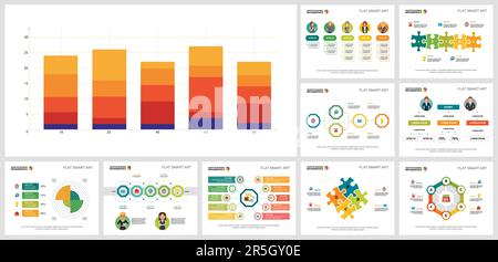 Collage of creative business infographic diagrams for management Stock Vector