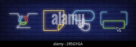 Frames for webpage buttons neon sign set Stock Vector