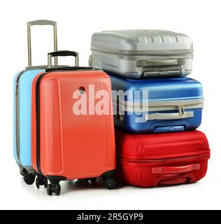 Luggage consisting of suitcases isolated on white Stock Photo