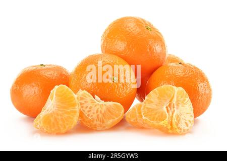 Composition with tangerines isolated on white Stock Photo