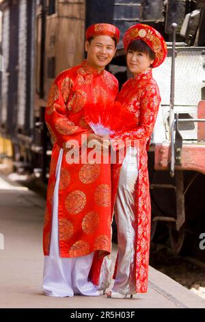 Vietnamese bride and groom, Dalat, Vietnam Stock Photo