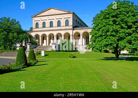 Spa garden, Kursaal building, King Ludwig I Hall, Lola Montez Hall, Royal Box, Bad Brueckenau, Bavaria, Germany Stock Photo