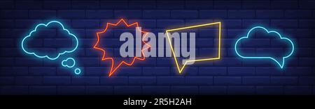 Speech bubbles neon sign set Stock Vector
