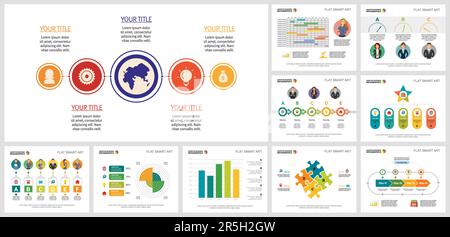 Trendy data charts template set Stock Vector
