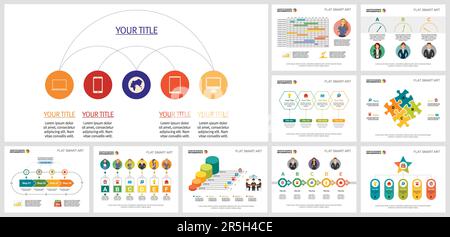 Trendy data charts layout set Stock Vector