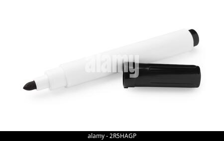Black marker isolated on white. School stationery Stock Photo