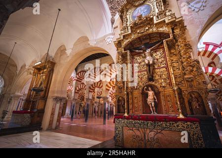 Altar of Holy Christ and Saint Sebastian at Mosque-Cathedral of Cordoba Interior - Cordoba, Andalusia, Spain Stock Photo