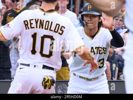 Pittsburgh Pirates' Connor Joe walks in the dugout during a baseball game  against the Seattle Mariners, Friday, May 26, 2023, in Seattle. (AP  Photo/Lindsey Wasson Stock Photo - Alamy