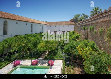 Mudejar Courtyard at Alcazar de los Reyes Cristianos - Cordoba, Andalusia, Spain Stock Photo