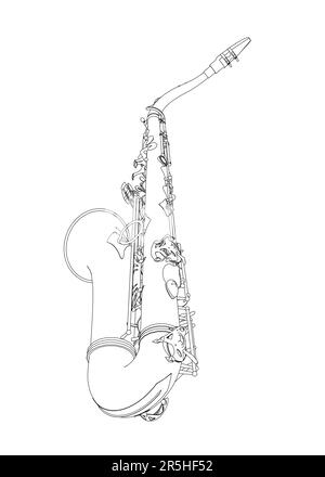 Saxophone outline from black lines isolated on white background ...