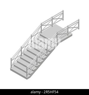 Polygonal gray staircase model isolated on white background. Isometric view. 3D. Vector illustration. Stock Vector